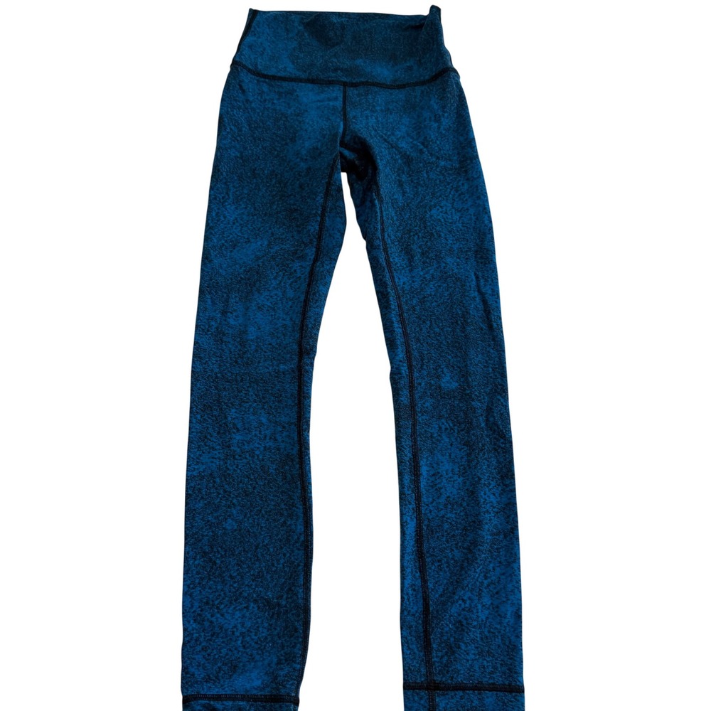 Lululemon Athletica High Rise Leggings Blue Black Static Space Dye Size 4